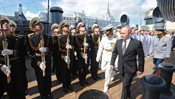 Руски председник Владимир Путин на прослави Дана руске морнарице  - Sputnik Србија