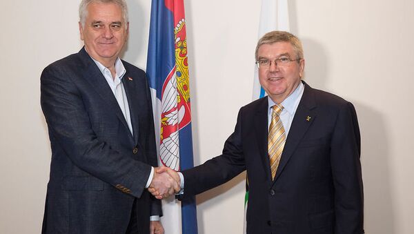 Tomislav Nikolić i predsednik Međunarodnog olimpijskog komiteta Tomas Bah. - Sputnik Srbija