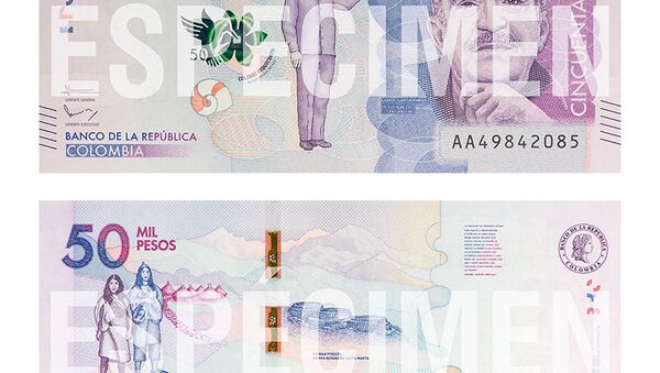 Kolumbijska novčanica od 50000 pesosa sa likom Markesa - Sputnik Srbija