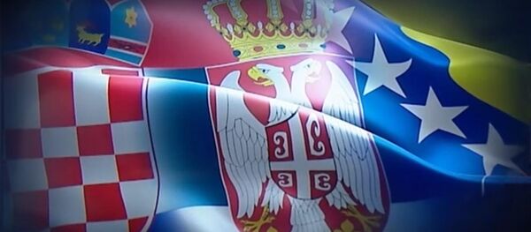 Zastave Hrvatske, Srbije i Bosne i Hercegovine - Sputnik Srbija
