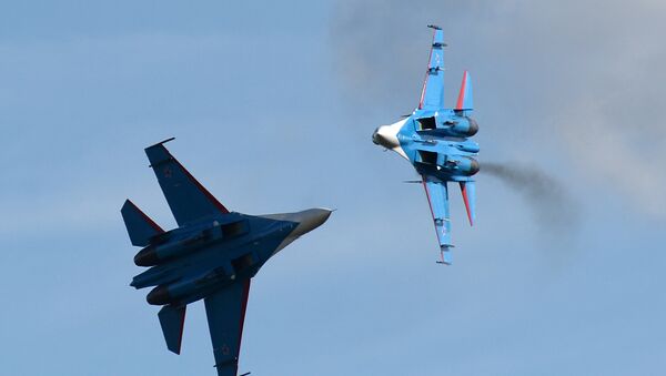 Su-27 i MiG-29 na otvaranju Međunarodnog vojno-tehničkog foruma (MVTF) „Armija 2016“ - Sputnik Srbija