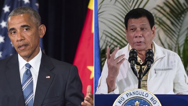 Američki predsednik Barak Obama i predsednik Filipina Rodrigo Duterte - Sputnik Srbija