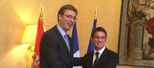 Premijeri Srbije i Francuske Aleksandar Vučić i Manuel Vals u Parizu Premijeri Srbije i Francuske Aleksandar Vučić i Manuel Vals u Parizu - Sputnik Srbija