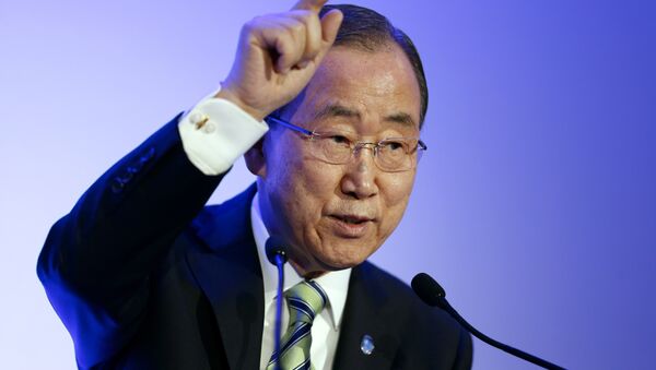 Generalni sekretar UN Ban Ki Mun govori na Konferenciji o klimatskim promenama u Parizu - Sputnik Srbija