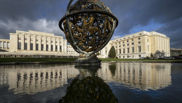 Поглед на зграду Уједињених нација (УН) у Женеви. - Sputnik Србија