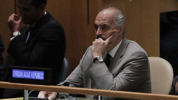 Stalni predstavnik Sirije u UN Bašar Džafari tokom zasedanja Generalne skupštine UN u Njujorku - Sputnik Srbija