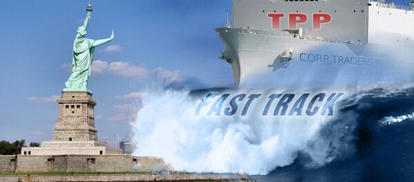 Kip slobode u Njujorku pred talasom TTP-a - ilustracija Kip slobode u Njujorku pred talasom TTP-a - ilustracija - Sputnik Srbija