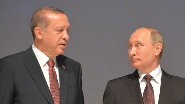 Председник РФ Владимир Путин и председник Турске Реџеп Тајип Ердоган у Турској - Sputnik Србија