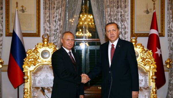 Predsednik RF Vladimir Putin i predsednik Turske Redžep Tajip Erdogan u Turskoj - Sputnik Srbija