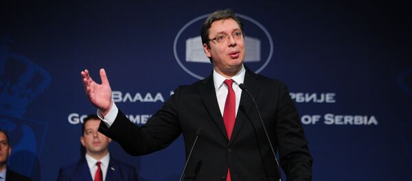 Премијер Србије Александар Вучић на конферецнији за новинаре - Sputnik Србија