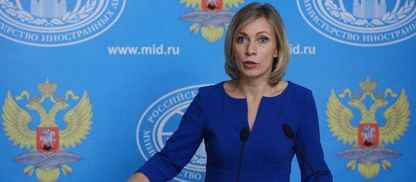 Portparol ruskog Ministarstva spoljnih poslova Marija Zaharova govori na konferenciji za medije Portparol ruskog Ministarstva spoljnih poslova Marija Zaharova govori na konferenciji za medije - Sputnik Srbija