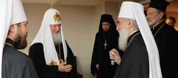 Patrijarh srpski Irinej  i patrijarh moskovski i cele Rusije Kiril u Londonu - Sputnik Srbija