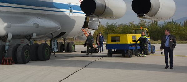 Pripremanje humanitarne pomoći za Alep na aerodromu u Nišu. - Sputnik Srbija