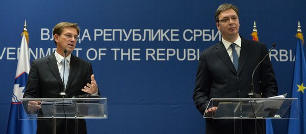 Premijer Slovenije Miro Cerar i premijer Srbije Aleksandar Vučić Premijer Slovenije Miro Cerar i premijer Srbije Aleksandar Vučić - Sputnik Srbija