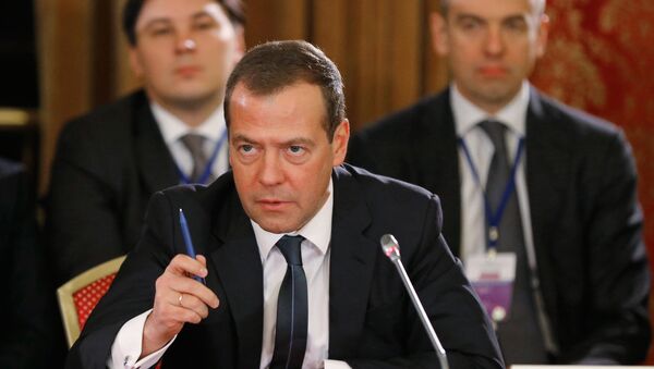 Премијер Русије Дмитриј Медведев на заседању Евроазијског међувладиног савета - Sputnik Србија