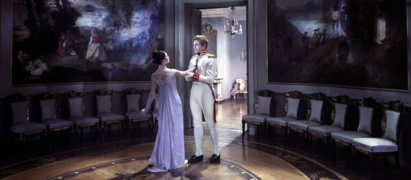 Actors Lyudmila Savelyeva as Natasha and Vassily Lanovoi as Anatole Kouragin on the set of the movie War and Peace based on the Leo Tolstoy novel, directed by Sergei Bondarchuk, written by Sergei Bondarchuk and Vassily Solovyov, Mosfilm Studios, 1965-1967 Actors Lyudmila Savelyeva as Natasha and Vassily Lanovoi as Anatole Kouragin on the set of the movie War and Peace based on the Leo Tolstoy novel, directed by Sergei Bondarchuk, written by Sergei Bondarchuk and Vassily Solovyov, Mosfilm Studios, 1965-1967 - Sputnik Srbija