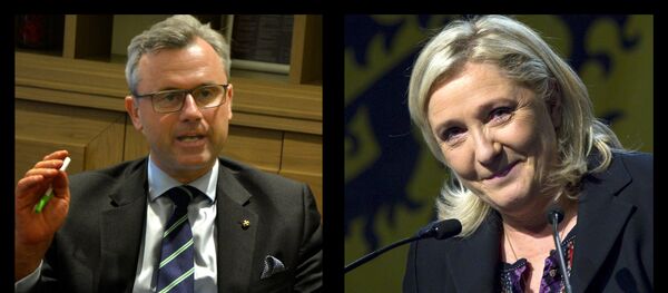 Норберт Хофер  и Марин ле Пен - Sputnik Србија