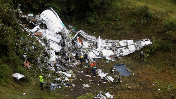 Wreckage from a plane that crashed into Colombian jungle with Brazilian soccer team Chapecoense, is seen near Medellin, Colombia, November 29, 2016. - Sputnik Srbija