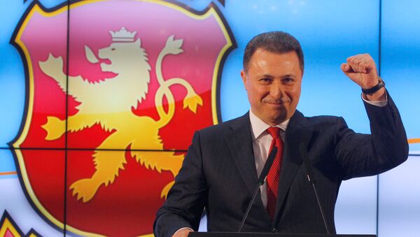 Никола Груевски, лидер ВМРО-ДПМНЕ после проглашења изборних резултата - Sputnik Србија