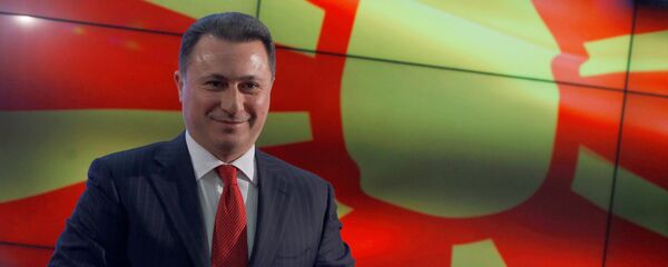 Никола Груевски, лидер ВМРО-ДПМНЕ после проглашења изборних резултата - Sputnik Србија