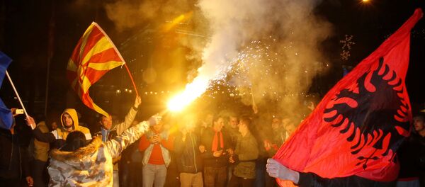 Присталице опозиције на митингу у Скопљу - Sputnik Србија