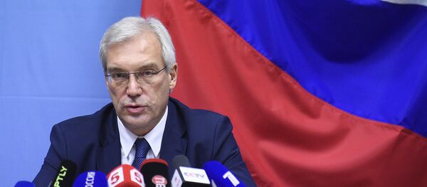 Руски амбасадор у НАТО-у Александар Грушко говори на конференцији за медије у седишту НАТО-а у Бриселу - Sputnik Србија