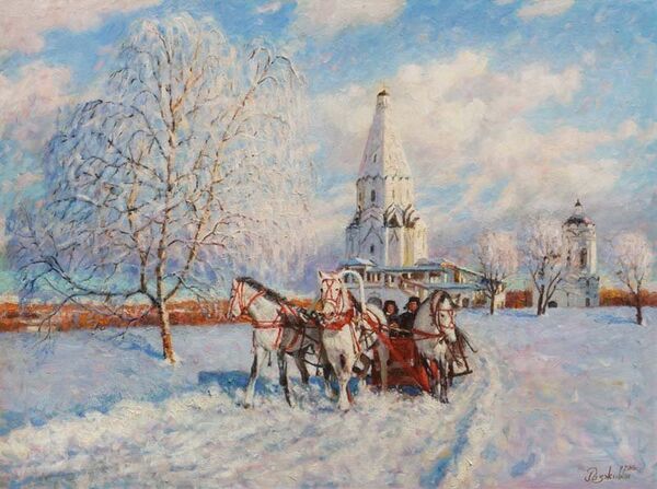 Слика Игора Раживина Руска тројка у Коломенском Слика Игора Раживина Руска тројка у Коломенском - Sputnik Србија