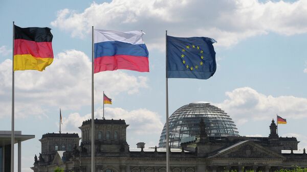 Zastave Nemačke, Rusije i EU - Sputnik Srbija