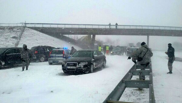 Pripadnici Žandarmerije pritekli u pomoć nakon lančanog sudara na autoputu kod Niša - Sputnik Srbija