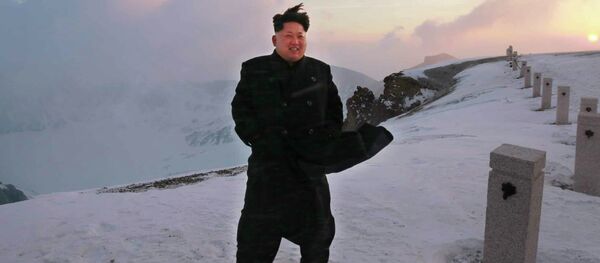 Севернокорејски лидер Ким Џонг Ун на снегом покривеном врху планине Пекту у Северној Кореји - Sputnik Србија