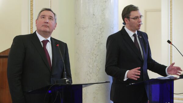 Dmitrij Rogozin i Aleksandar Vučić - Sputnik Srbija