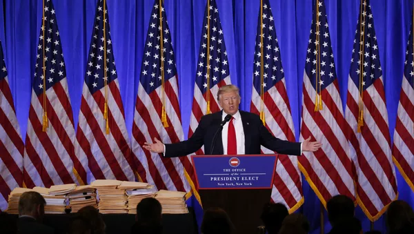 Donald Tramp na konferenciji 11. januar 2017. godine - Sputnik Srbija