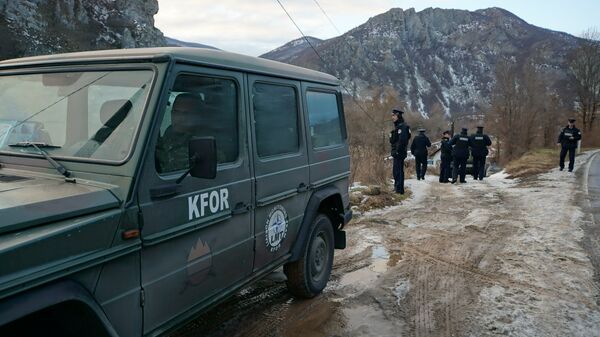 Припадници полиције чекају пролазак воза у Јарињу - Sputnik Србија
