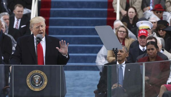Predsednik SAD Donald Tramp tokom inauguracionog govora u Vašingtonu - Sputnik Srbija