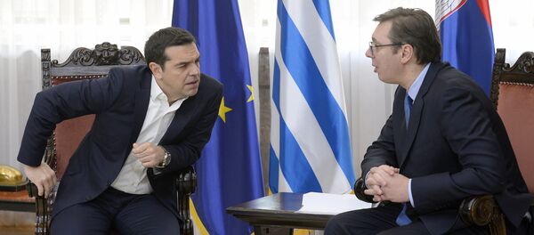 Aleksis Cipras i Aleksandar Vučić Aleksis Cipras i Aleksandar Vučić - Sputnik Srbija