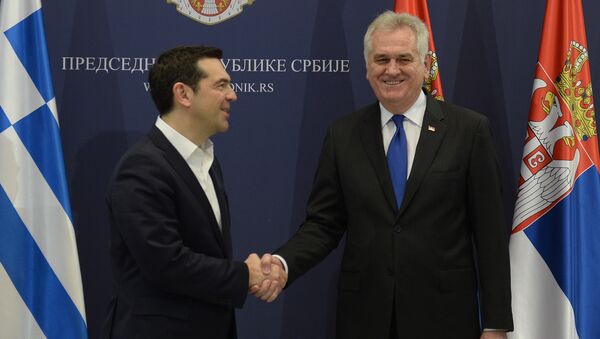 Premijer Grčke Aleksis Cipras i predsednik Srbije Tomislav Nikolić nakon sastanka u Palati Srbija u Beogradu - Sputnik Srbija