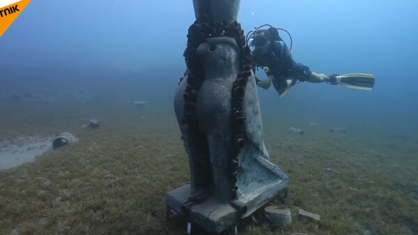 Ronilac pored skulpture u Crvenom moru - Sputnik Srbija