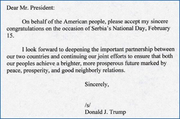 Честитка Доналда Трампа председнику Николићу Честитка Доналда Трампа председнику Николићу - Sputnik Србија
