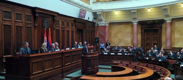 U Domu Narodne skupštine Srbije u Beogradu održan okrugli sto Novi bezbednosni izazovi u Evropi i Evroaziji i uloga Srbije na kojem su prisustvovali i stručnjaci ODKB i Vojske Srbije. Beograd, 7. 4. 2015. Foto Miloš Ćurčin U Domu Narodne skupštine Srbije u Beogradu održan okrugli sto Novi bezbednosni izazovi u Evropi i Evroaziji i uloga Srbije na kojem su prisustvovali i stručnjaci ODKB i Vojske Srbije. Beograd, 7. 4. 2015. Foto Miloš Ćurčin - Sputnik Srbija