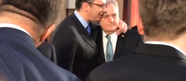 Александар Вучић и Томислав Николић на пријему поводом Дана државности у Председништву Србије - Sputnik Србија