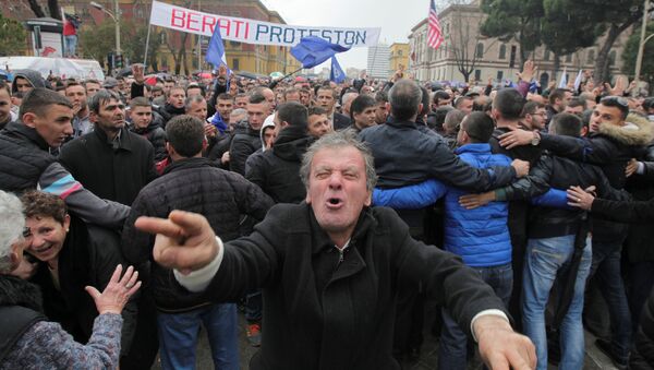 Протест десничара против Едија Раме, Албанија - Sputnik Србија