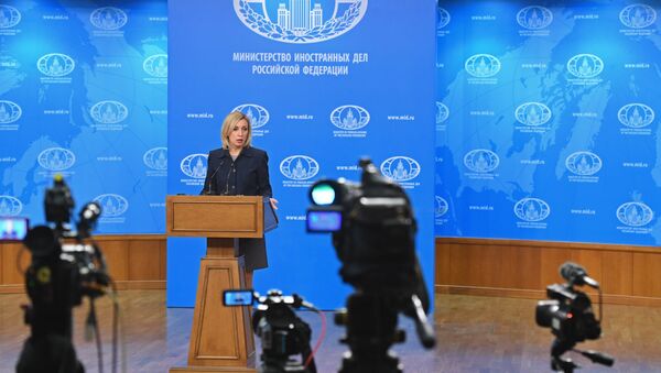 Портпарол Министарства спољних послова Русије Марија Захарова говори на конференцији за медије - Sputnik Србија