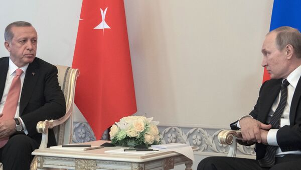 Predsednici Turske i Rusije, Redžep Tajip Erdogan i Vladimir Putin tokom sastanka u Sankt Peterburgu - Sputnik Srbija