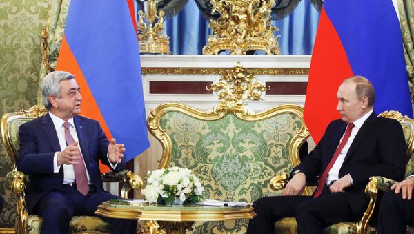 Predsednici Jermenije i Rusije, Serž Sargasjan i Vladimir Putin tokom sastanka u Moskvi - Sputnik Srbija