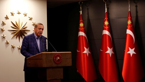 Председник Турске Реџеп Тајип Ердоган даје изјаву за медије - Sputnik Србија