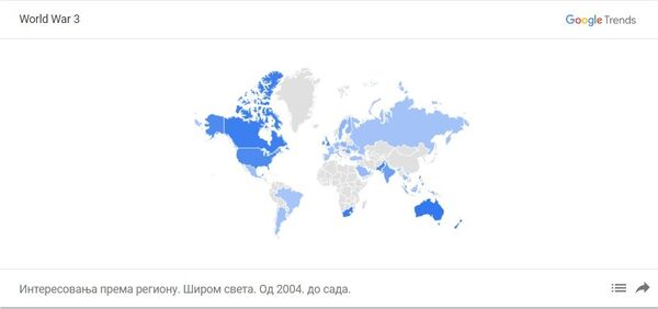 Статистика претраге Трећи светски рат на Гуглу - Sputnik Србија