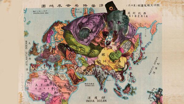 Japanska karta sveta oko 1900. godine sa prikazom država kao životinja - Sputnik Srbija