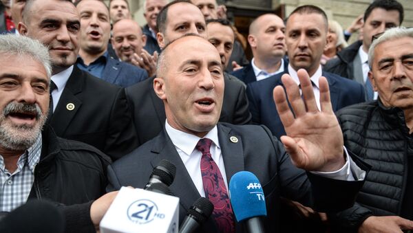 Ramuš Haradinaj po izlasku sudnice u Kolmaru - Sputnik Srbija
