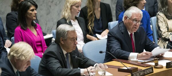 Američki državni sekretar Reks Tilerson govori na zasedanju Saveta bezbednosti UN - Sputnik Srbija