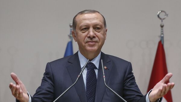 Predsednik Turske Redžep Tajip Erdogan govori na sednici vladajuće Partije pravde i razvoja - Sputnik Srbija
